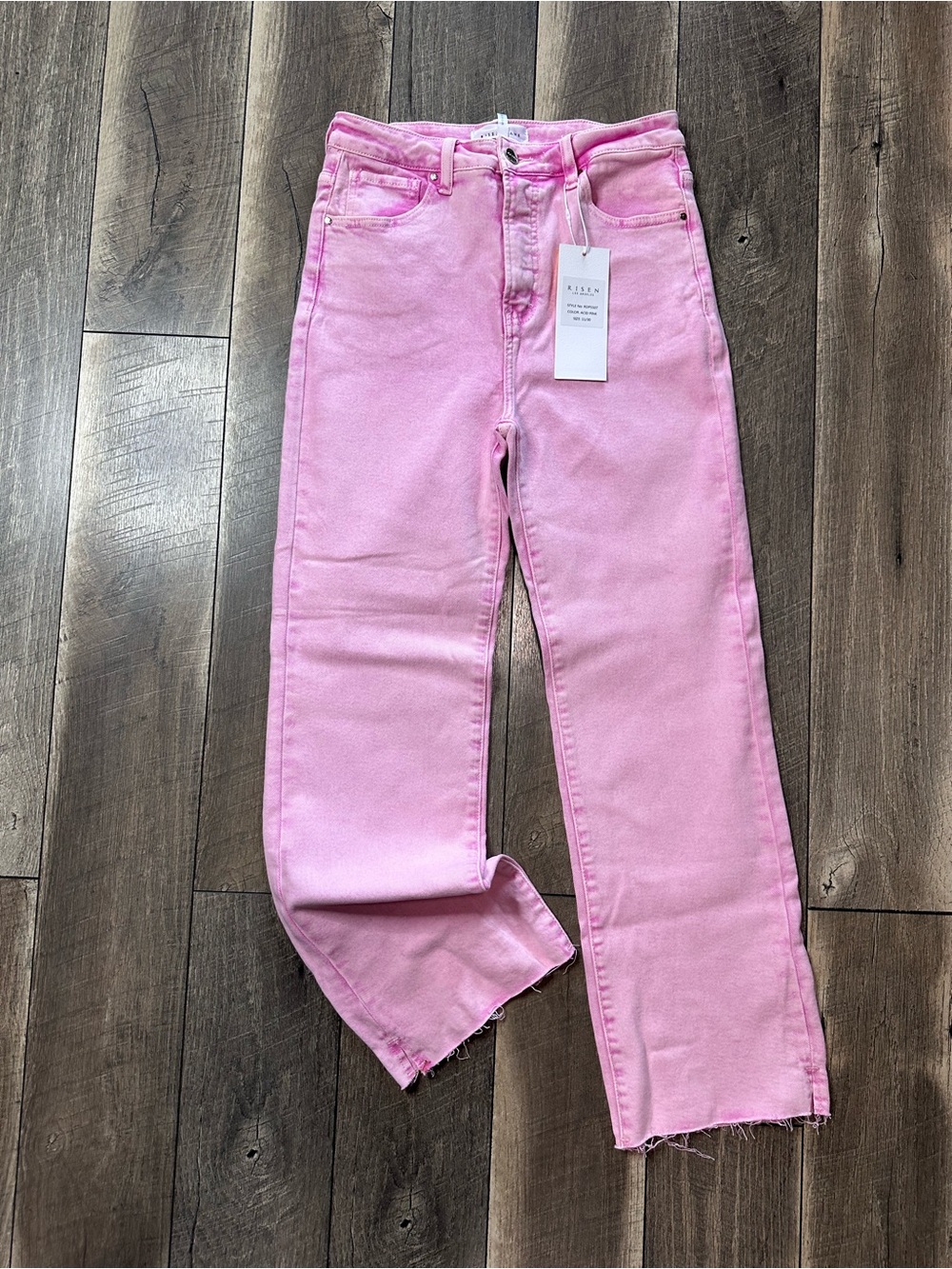 Risen Acid Pink Hi Rise Stretchy Straight Leg Jeans